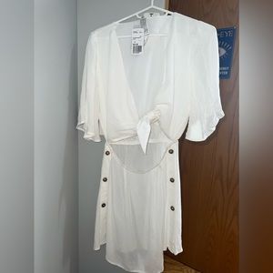 White Swim Front Tie Cover Up Romper | S | NEW